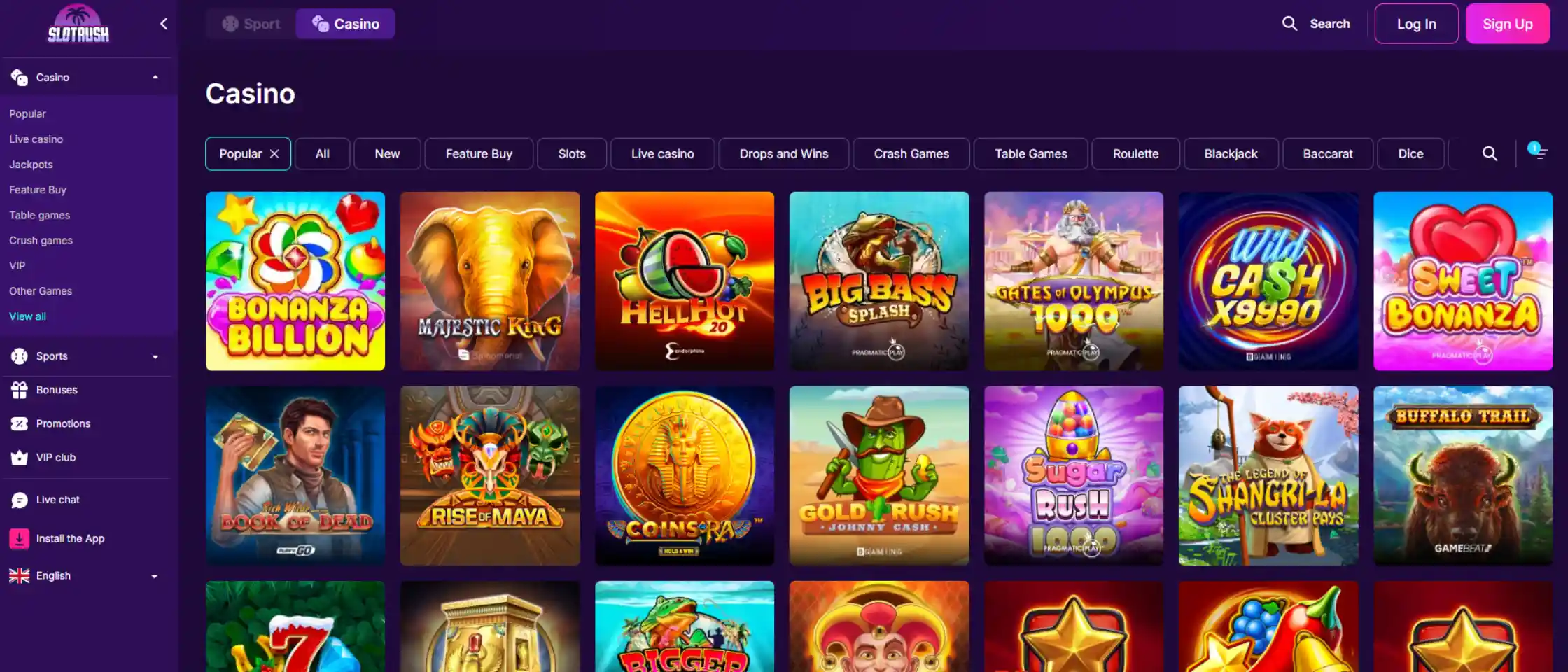 SlotRush Casino NL – Speel met €4.000 Bonus & 200 Gratis Spins image 2